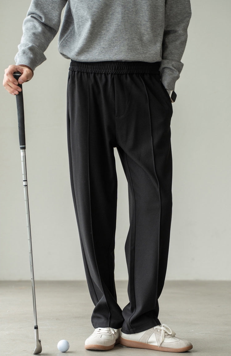 Lyocell Wool Blend Pin Tuck Relaxed Fit Trousers