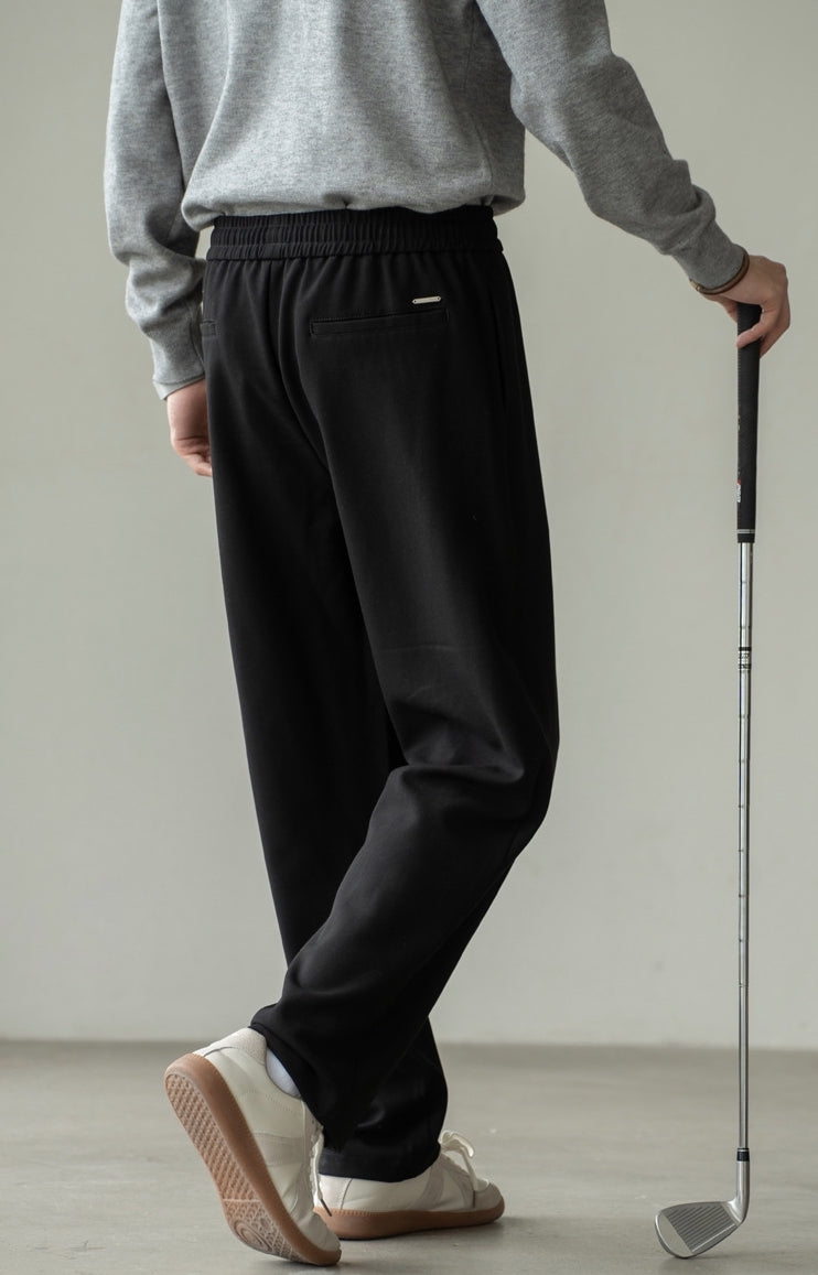 Lyocell Wool Blend Pin Tuck Relaxed Fit Trousers