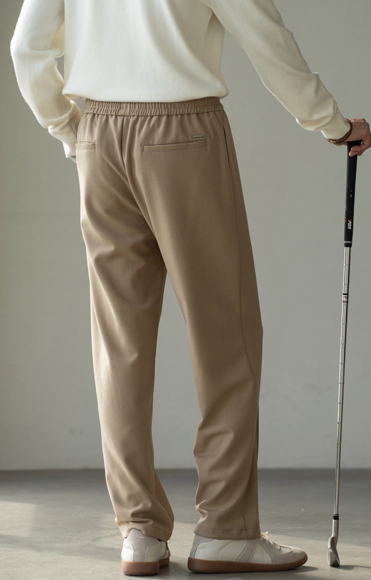 Lyocell Wool Blend Pin Tuck Relaxed Fit Trousers