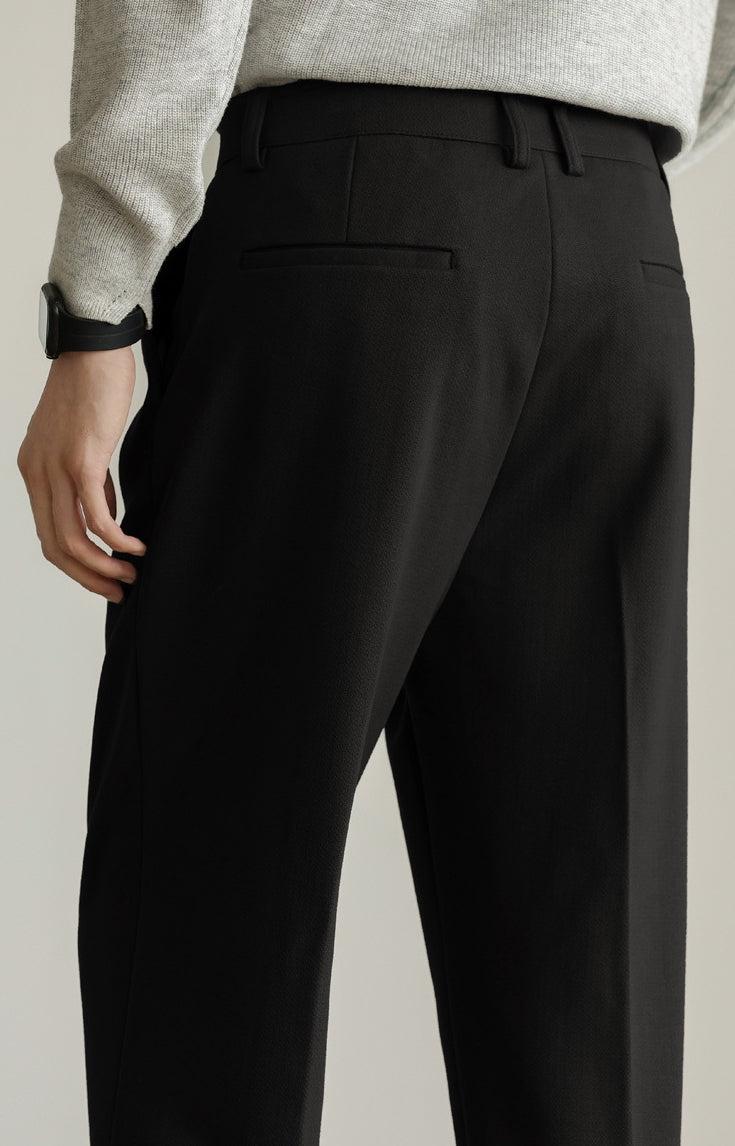 Heat-Retaining Double-Pleated Brushed Fleece Trousers