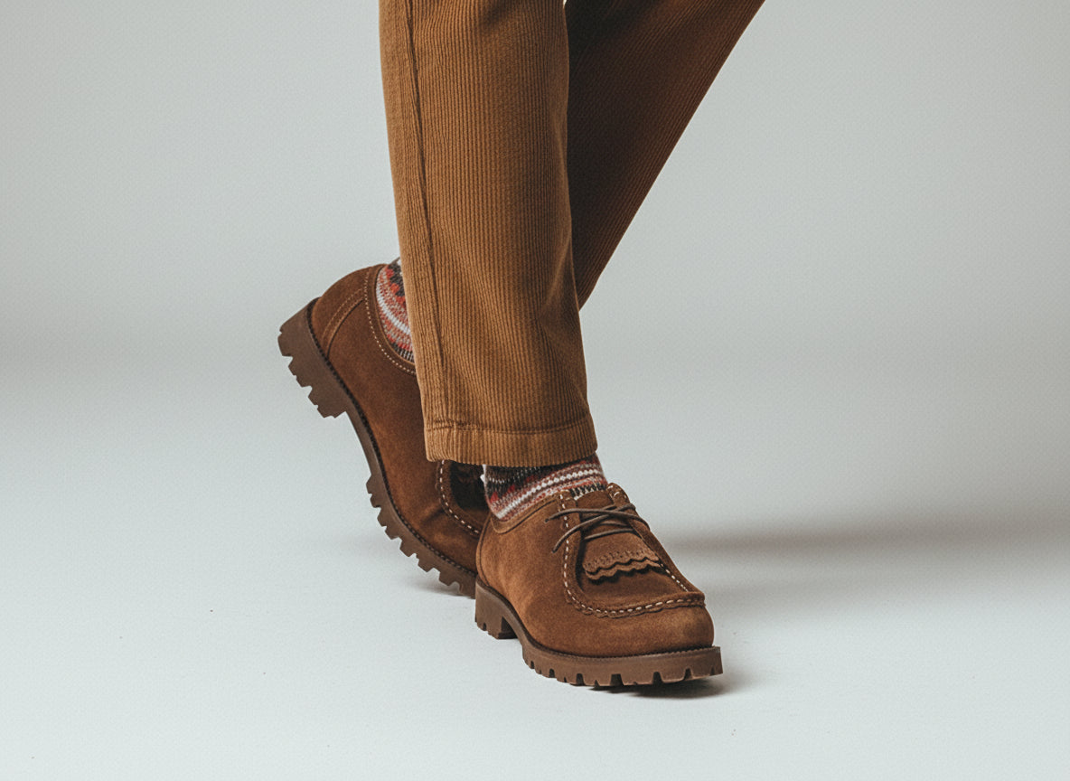 Loose Corduroy Casual Tapered Pants in Chestnut Brown