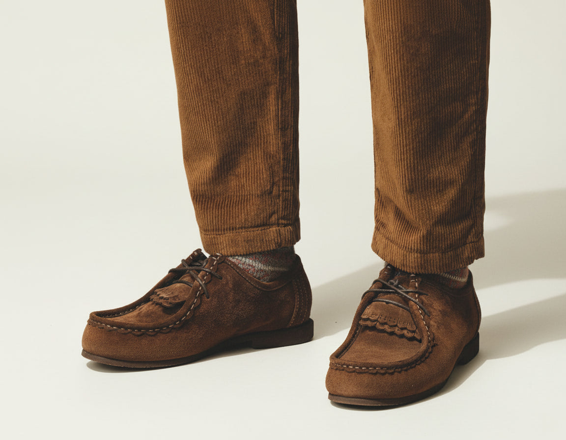 Loose Corduroy Casual Tapered Pants in Chestnut Brown