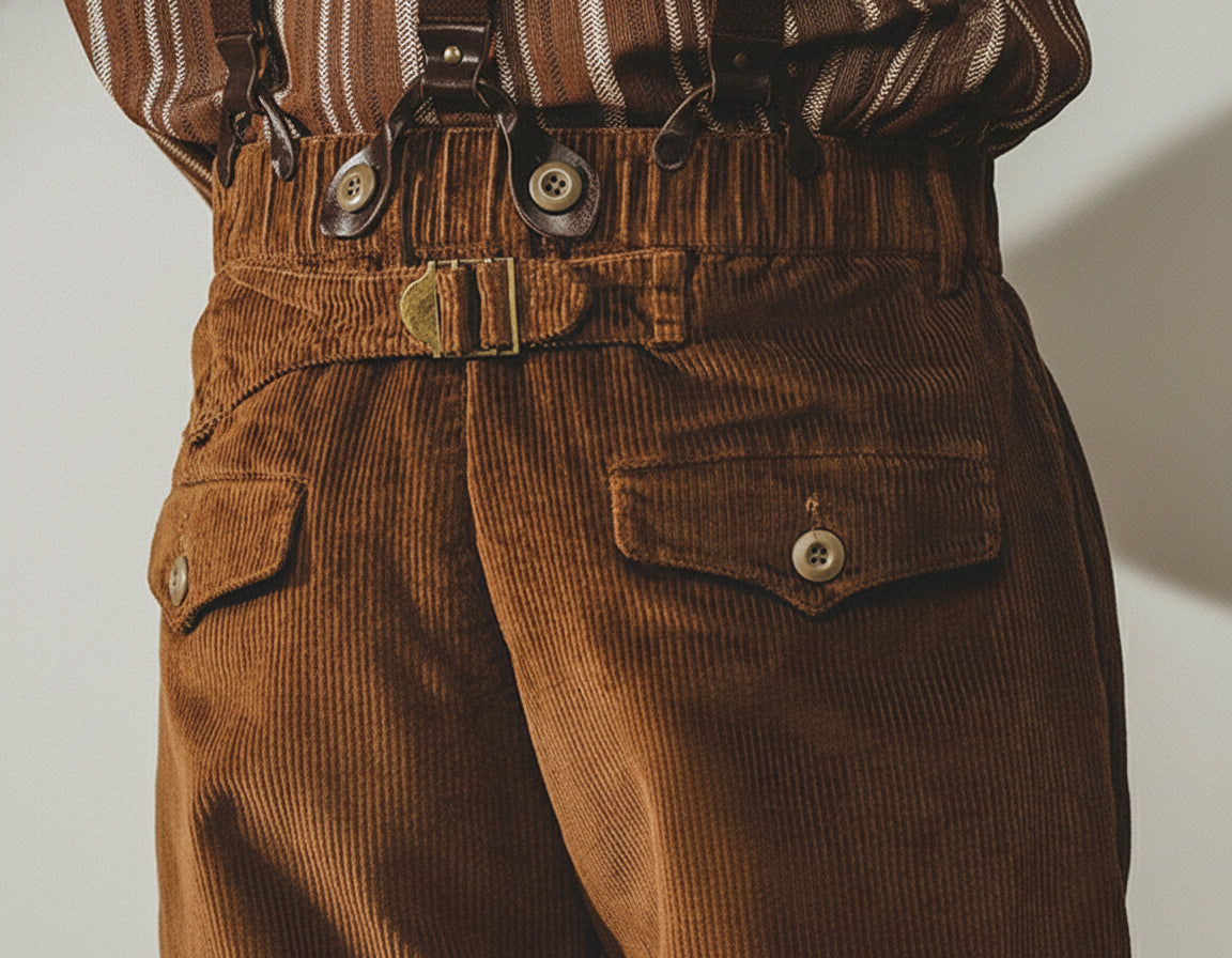 Loose Corduroy Casual Tapered Pants in Chestnut Brown