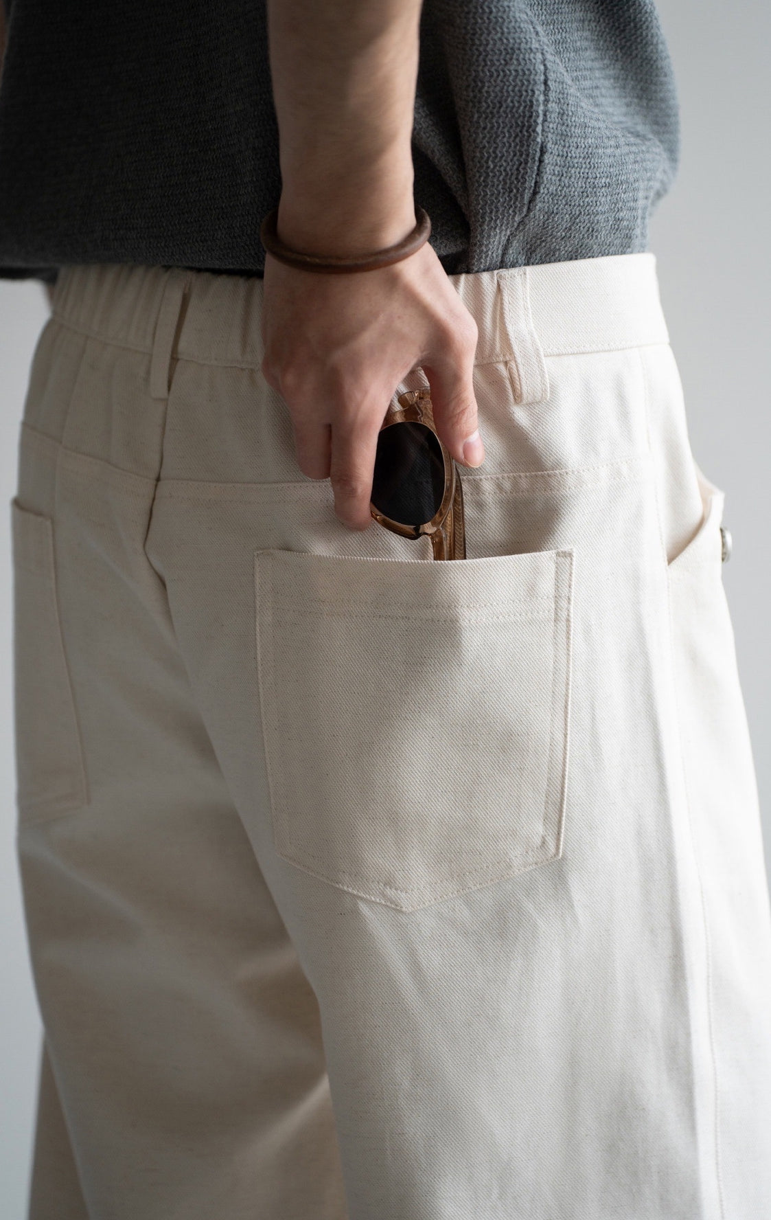 Cotton-Linen Blend Breathable Drape Trousers in Apricot
