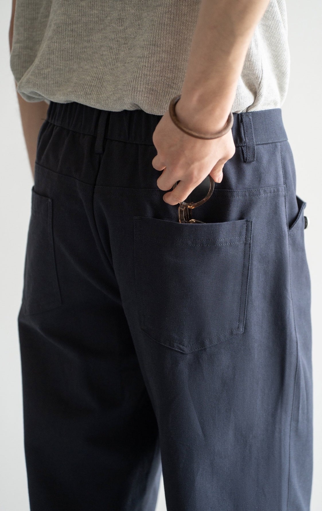 Cotton-Linen Blend Breathable Drape Trousers in Royal Blue