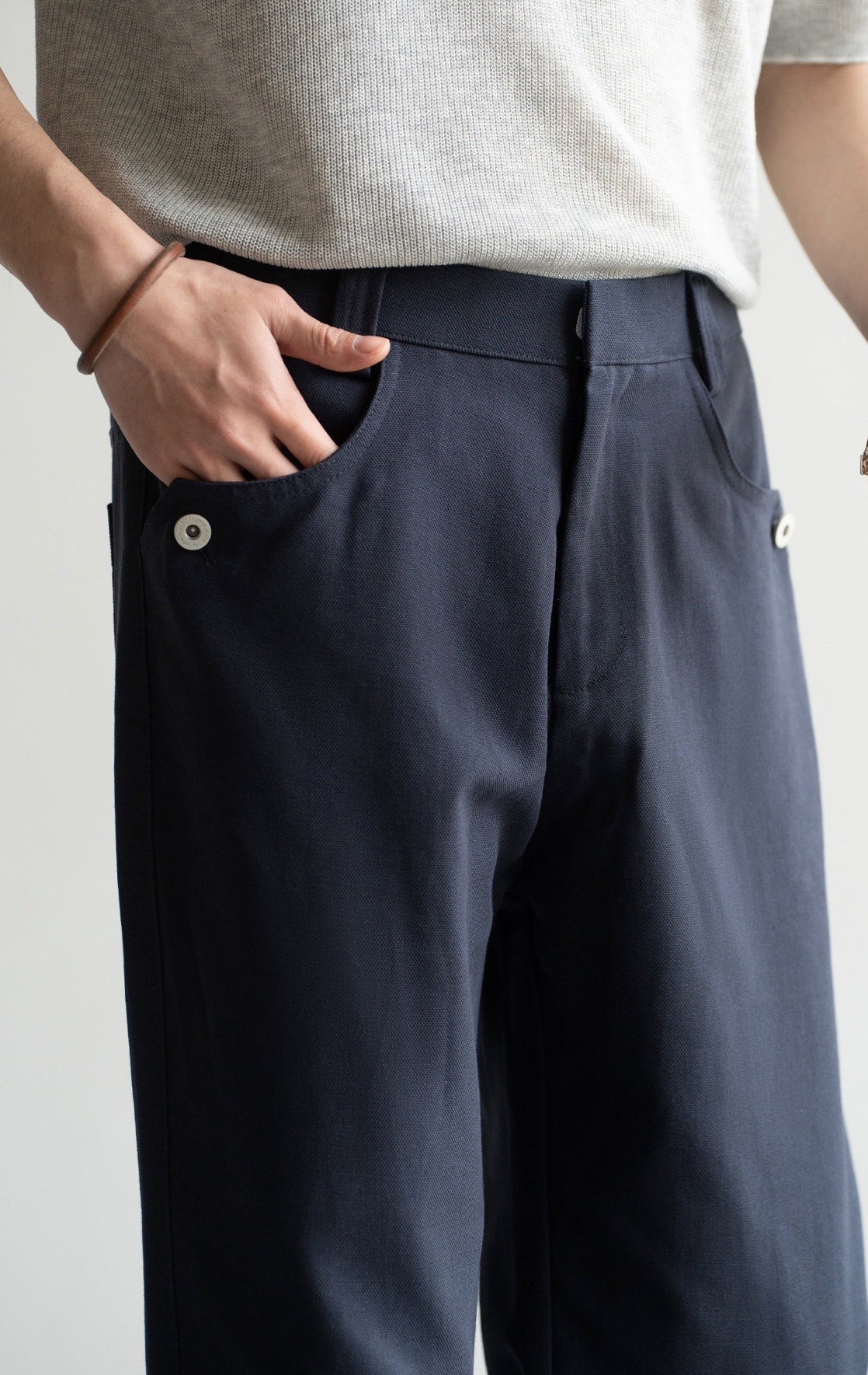 Cotton-Linen Blend Breathable Drape Trousers in Royal Blue