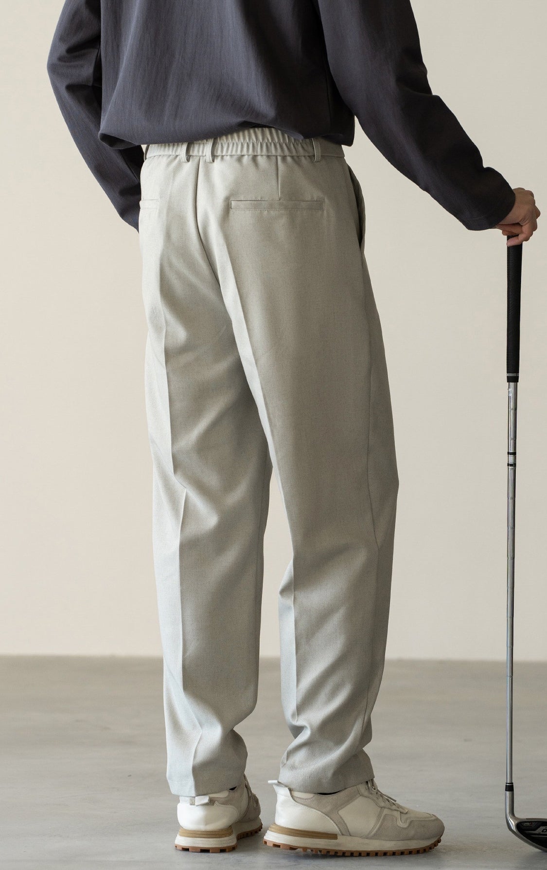 Italian Retro Linen Double-Pleated Casual trousers in Taupe Beige