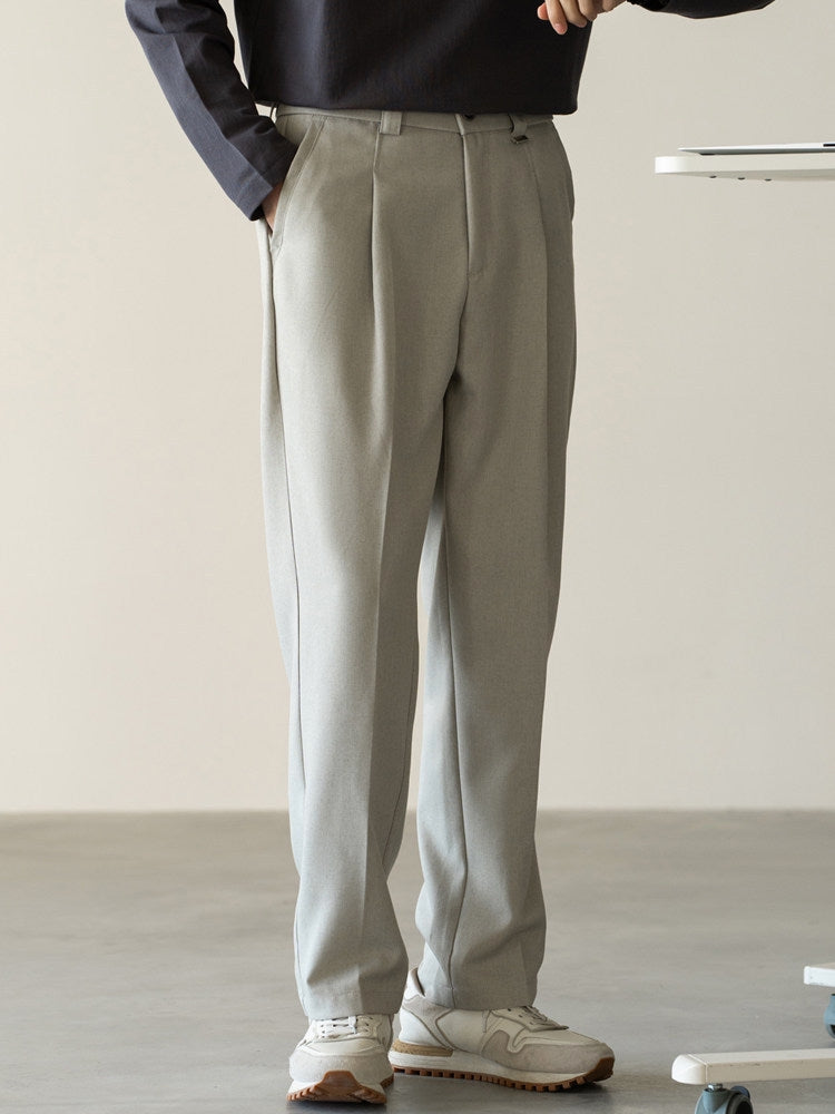 Italian Retro Linen Double-Pleated Casual trousers in Taupe Beige