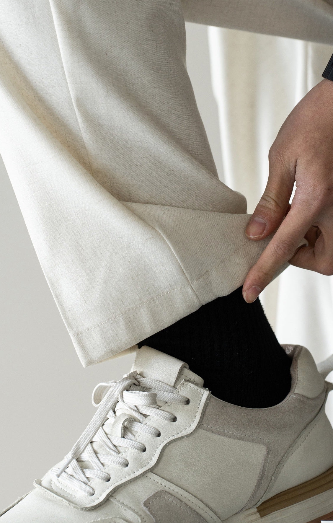 Italian Retro Linen Double-Pleated Casual trousers in White
