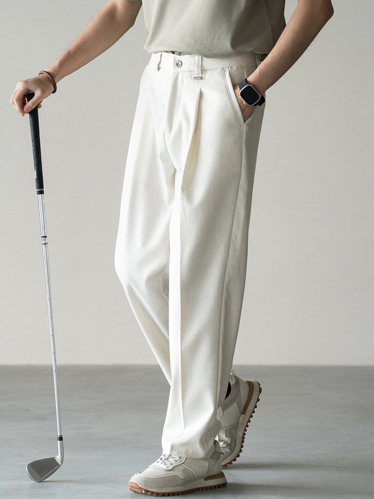 Italian Retro Linen Double-Pleated Casual trousers in White
