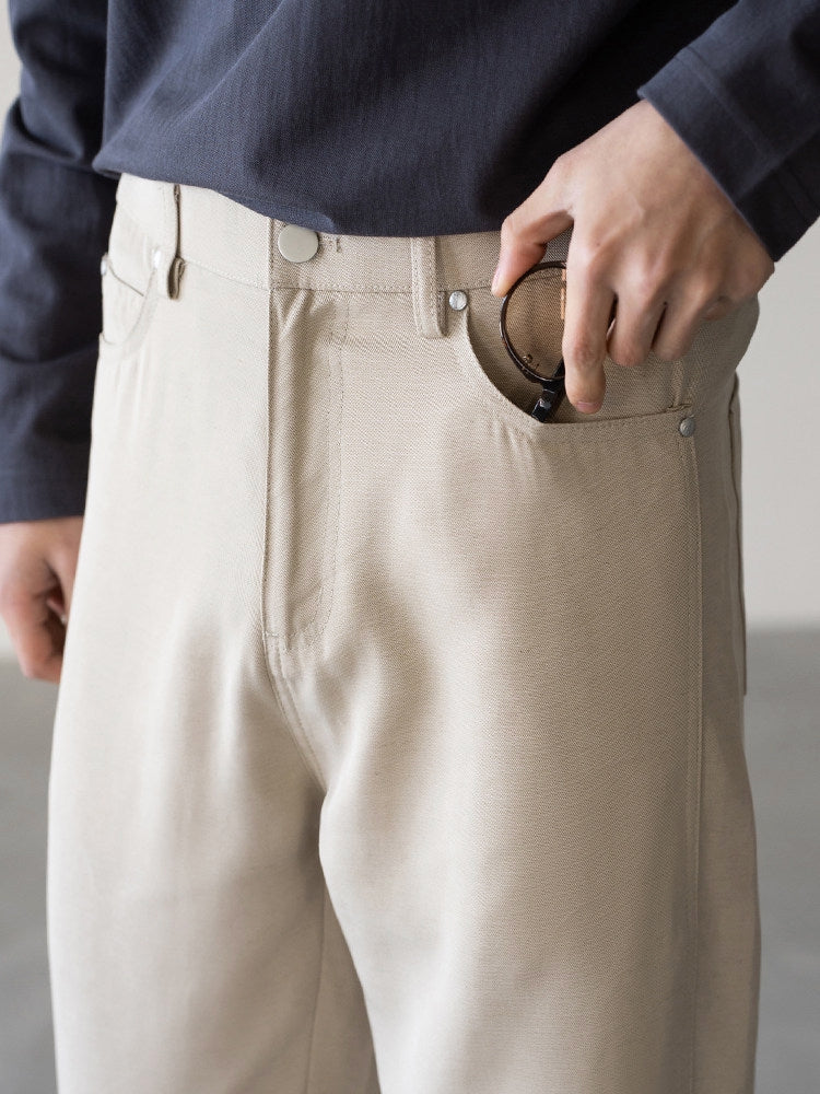 Linen Lyocell Casual Pants in Oat Beige