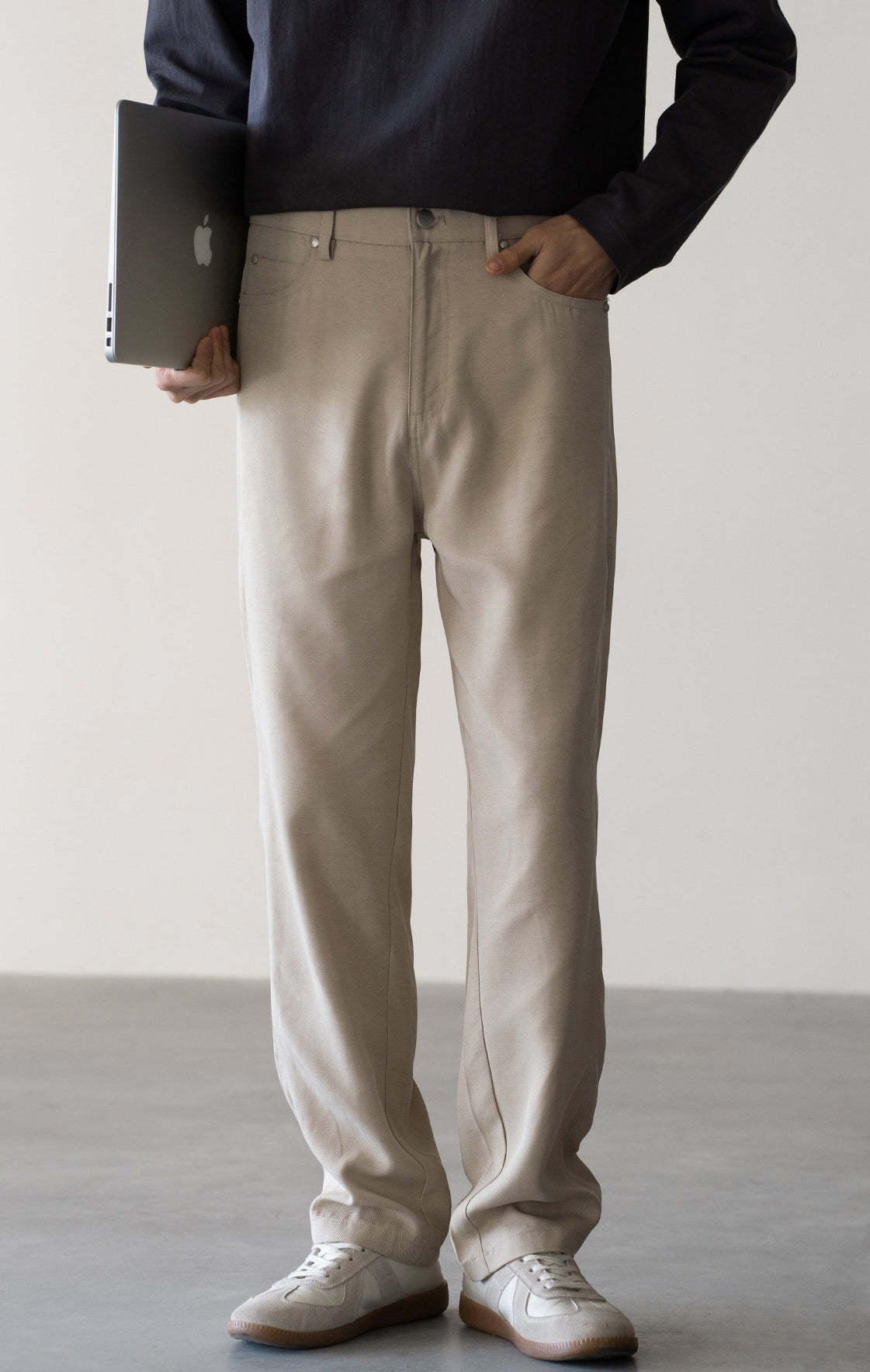 Linen Lyocell Casual Pants in Oat Beige