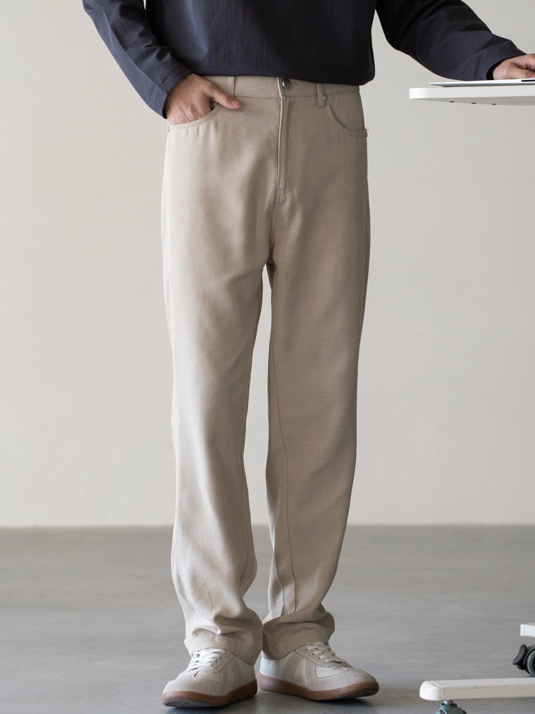 Linen Lyocell Casual Pants in Oat Beige