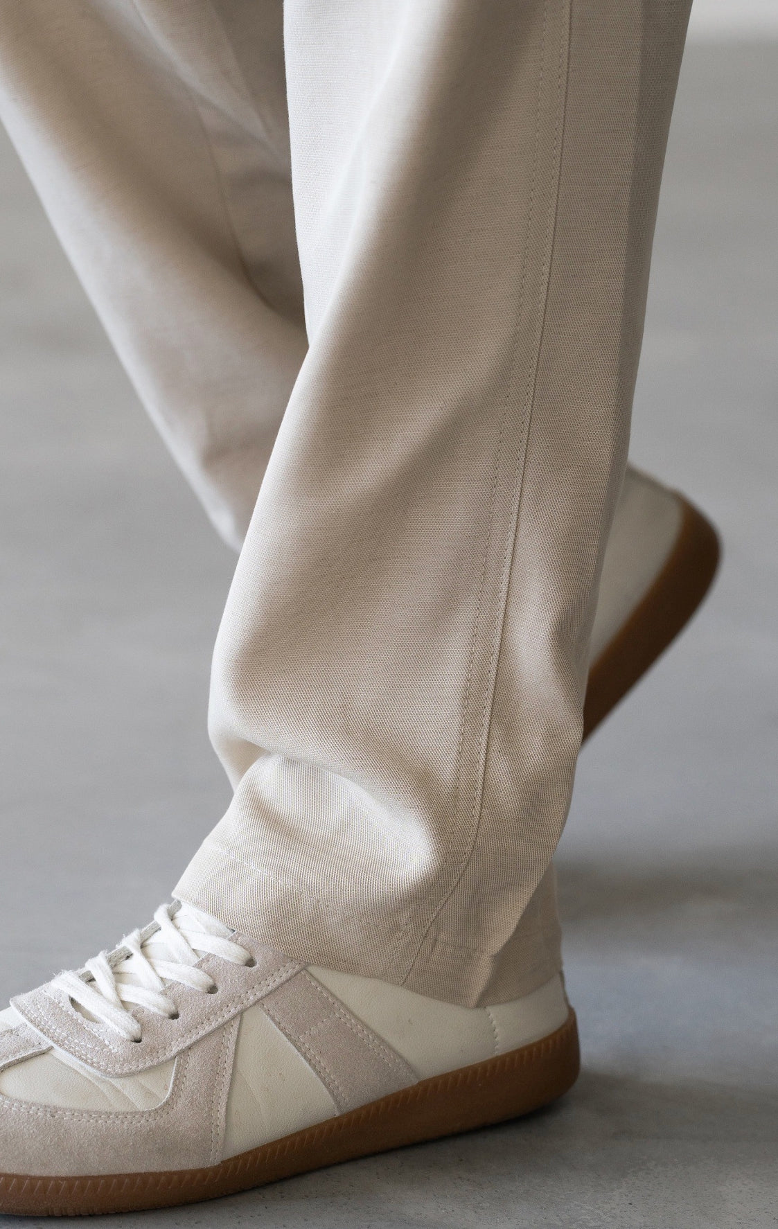 Linen Lyocell Casual Pants in Oat Beige