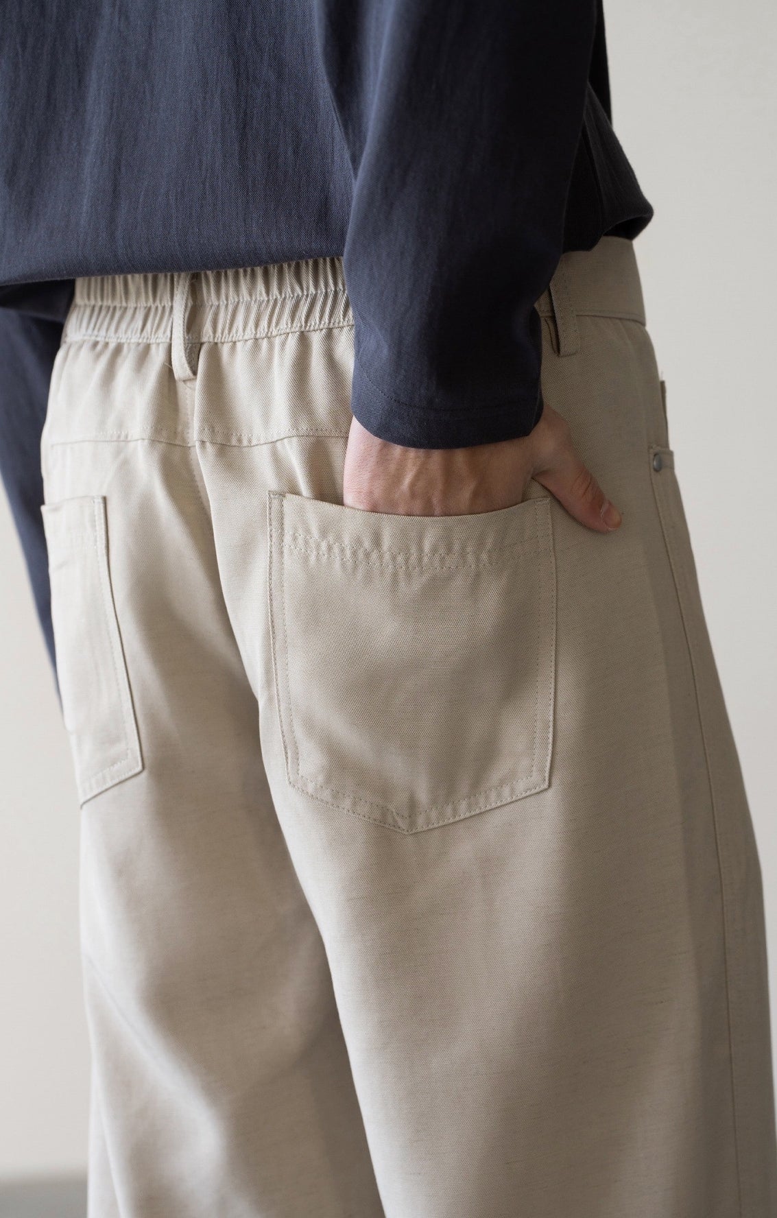 Linen Lyocell Casual Pants in Oat Beige