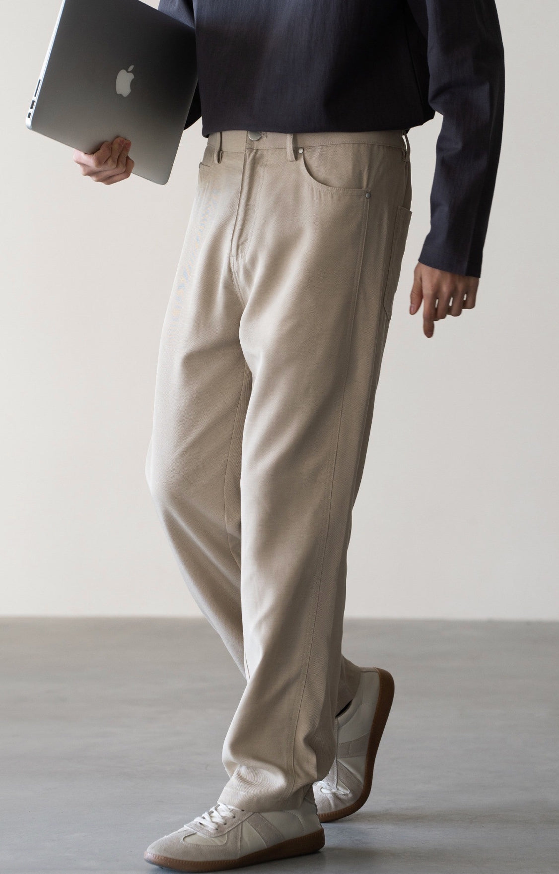 Linen Lyocell Casual Pants in Oat Beige