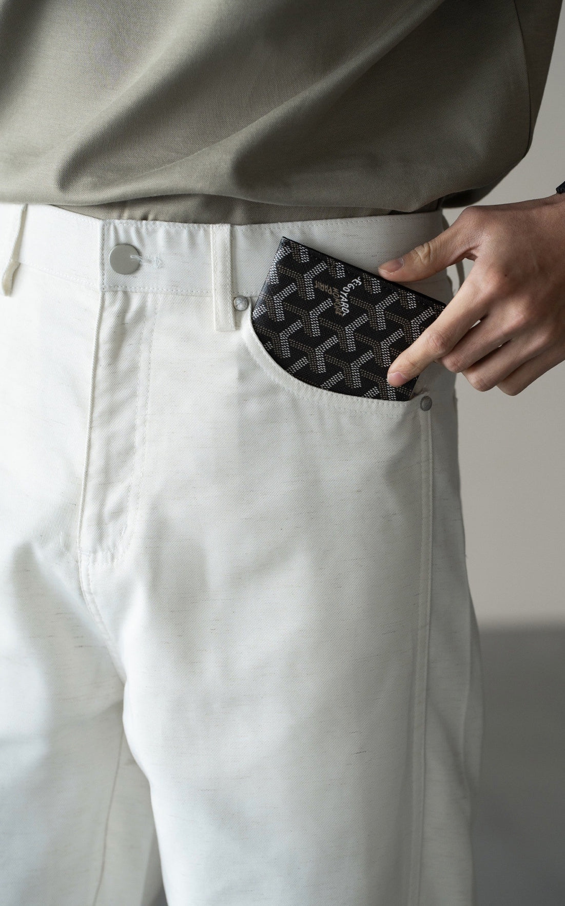 Linen Lyocell Casual Pants in White