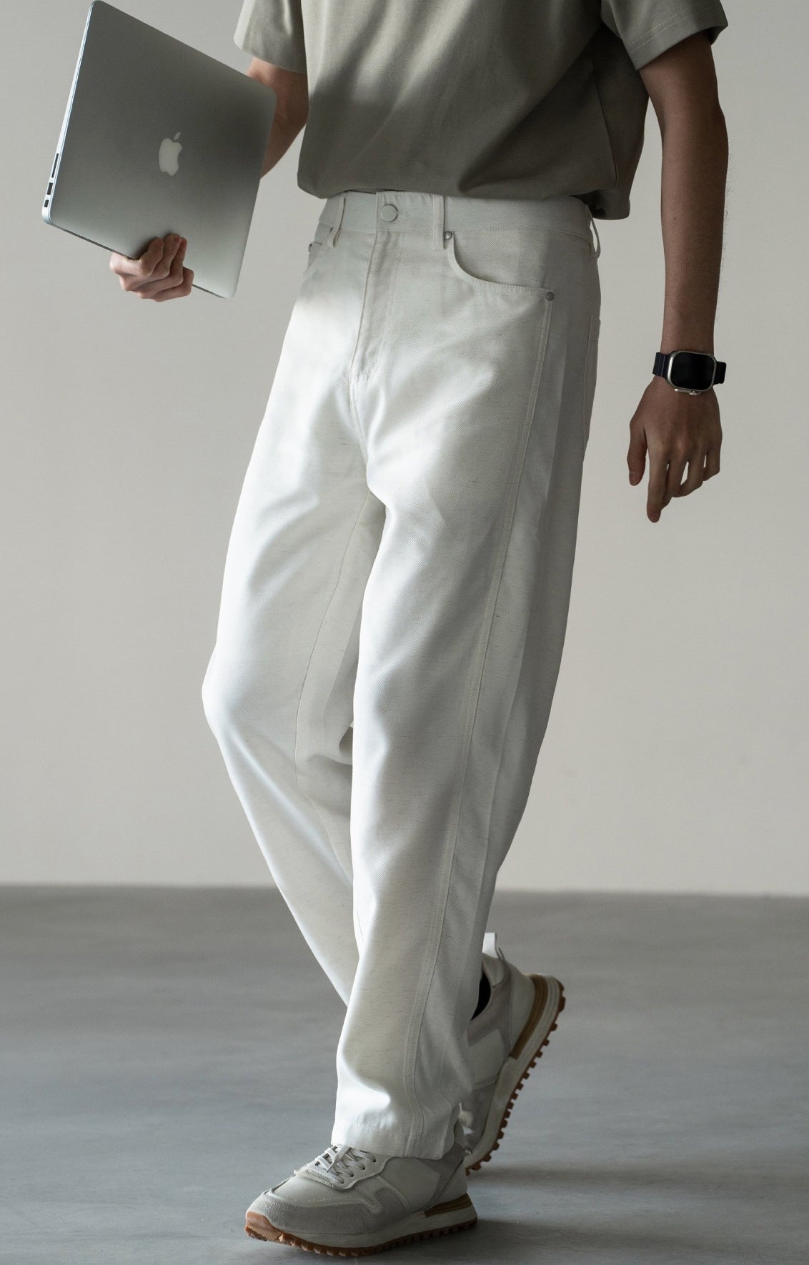 Linen Lyocell Casual Pants in White