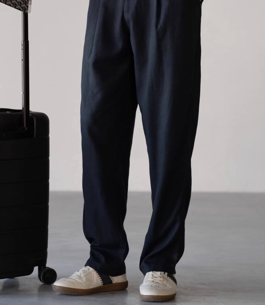 Lyocell Linen  Relaxed Straight Leg Pants in Deep Blue