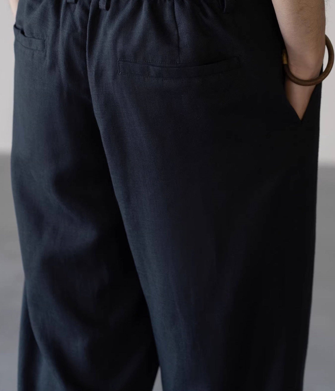 Lyocell Linen  Relaxed Straight Leg Pants in Deep Blue