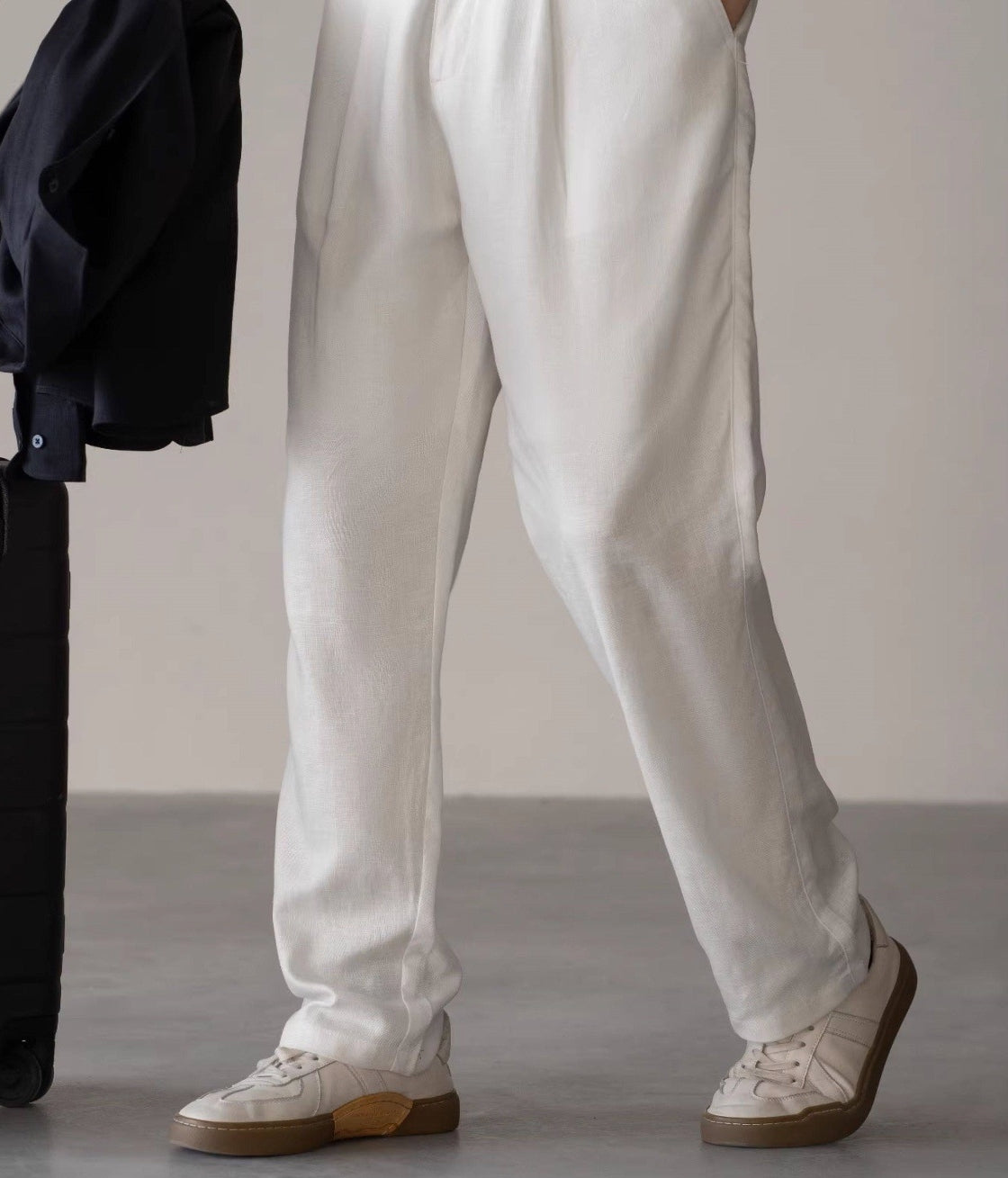 Lyocell Linen  Relaxed Straight Leg Pants in Off White