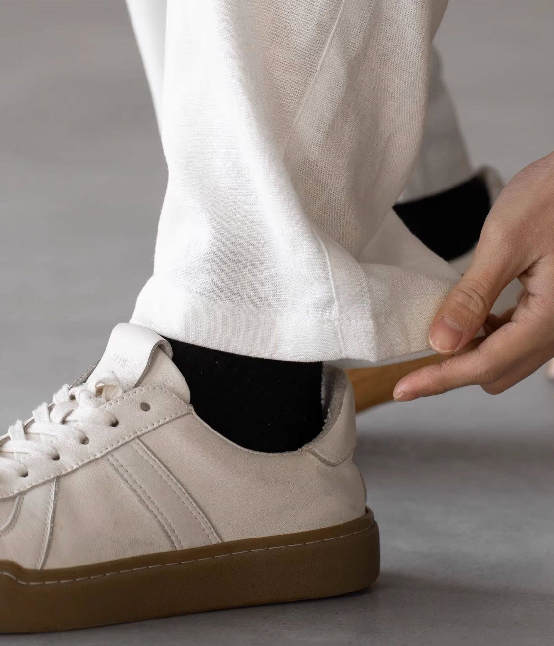 Lyocell Linen  Relaxed Straight Leg Pants in Off White