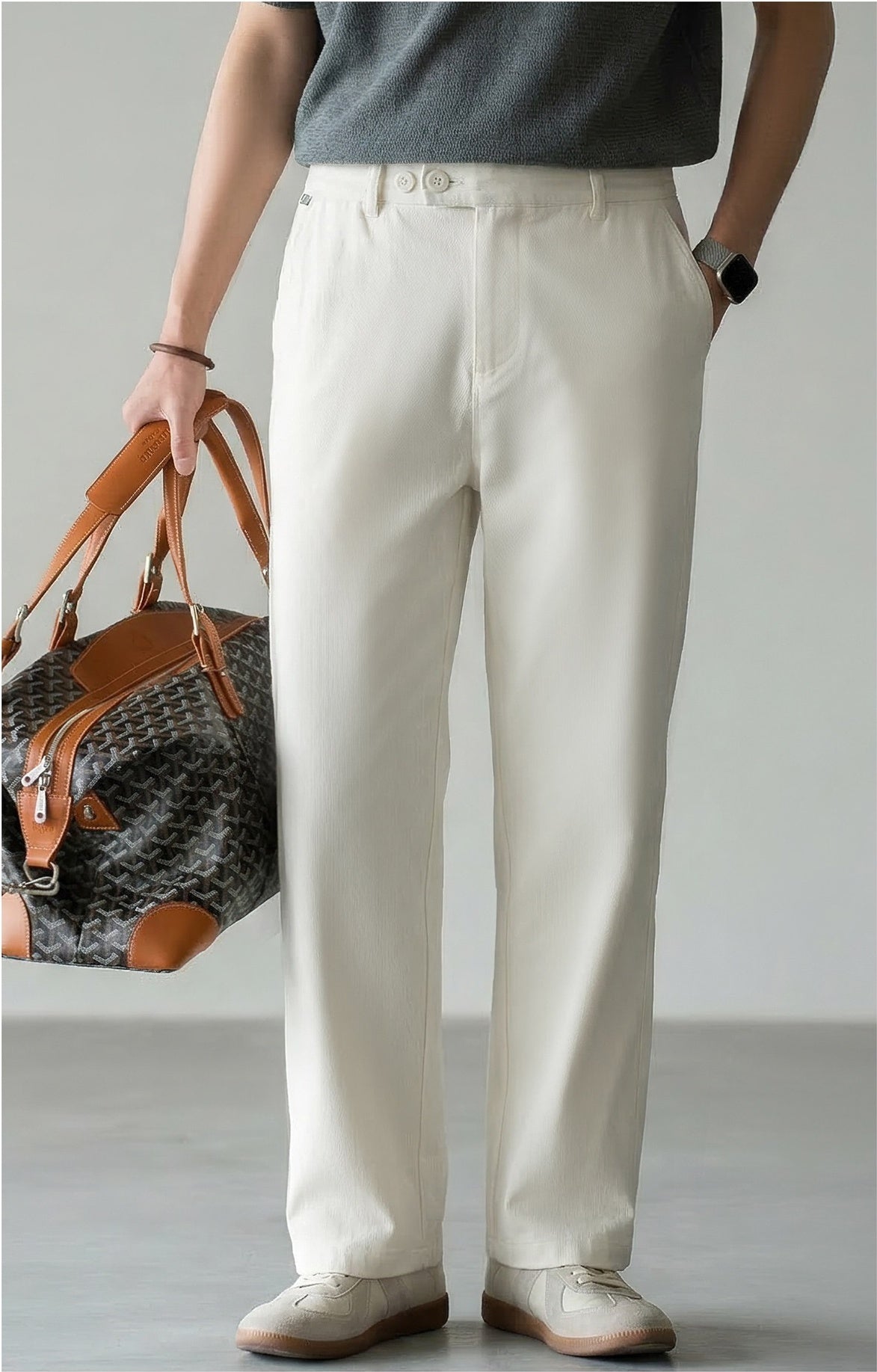 Lyocell Cotton Moisture-Wicking Breathable Cool Casual Pants - WHITE