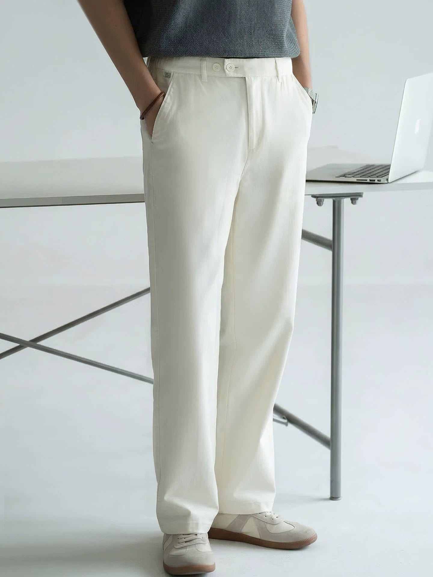 Lyocell Cotton Moisture-Wicking Breathable Cool Casual Pants - WHITE