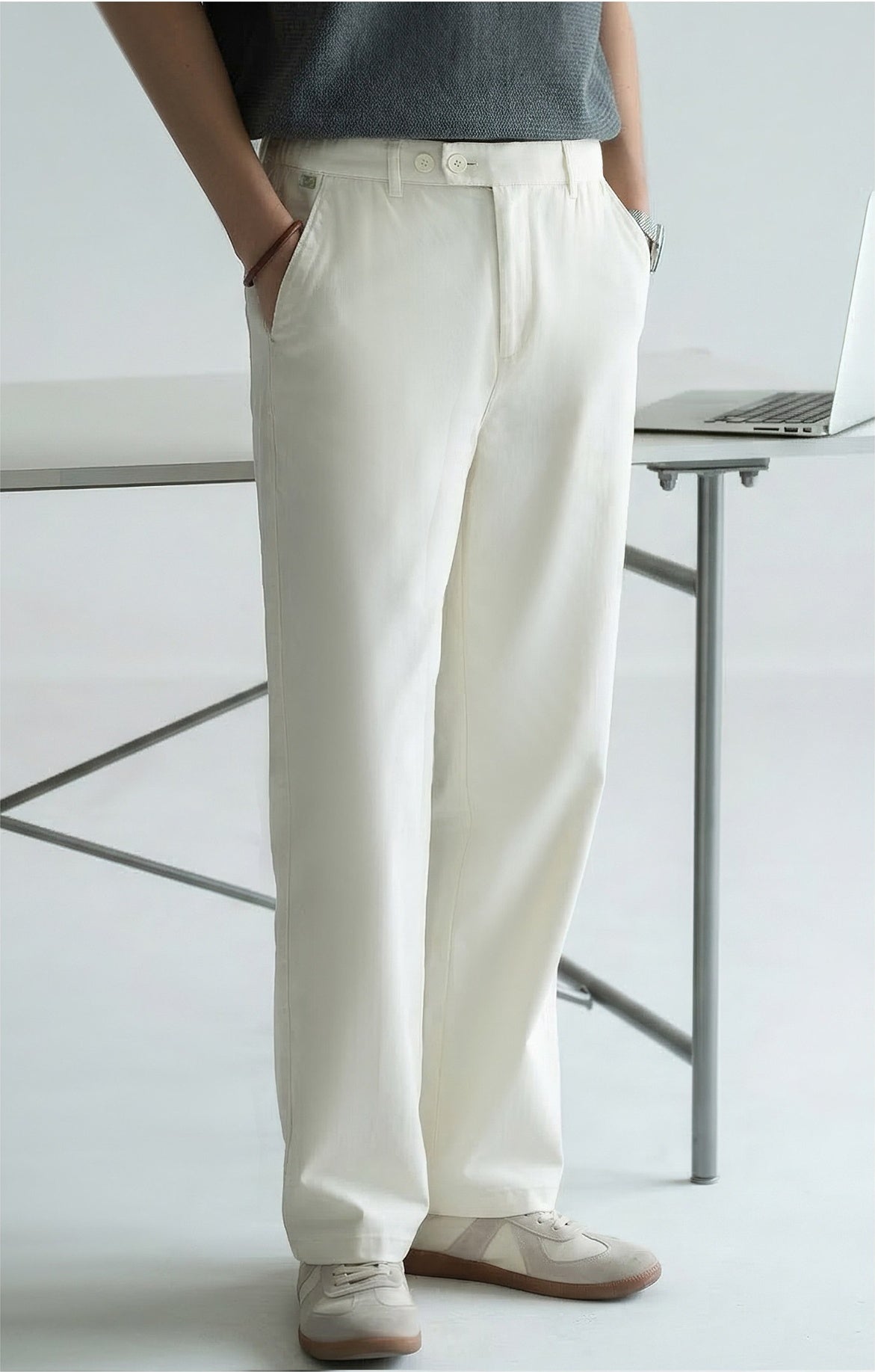 Lyocell Cotton Moisture-Wicking Breathable Cool Casual Pants - WHITE