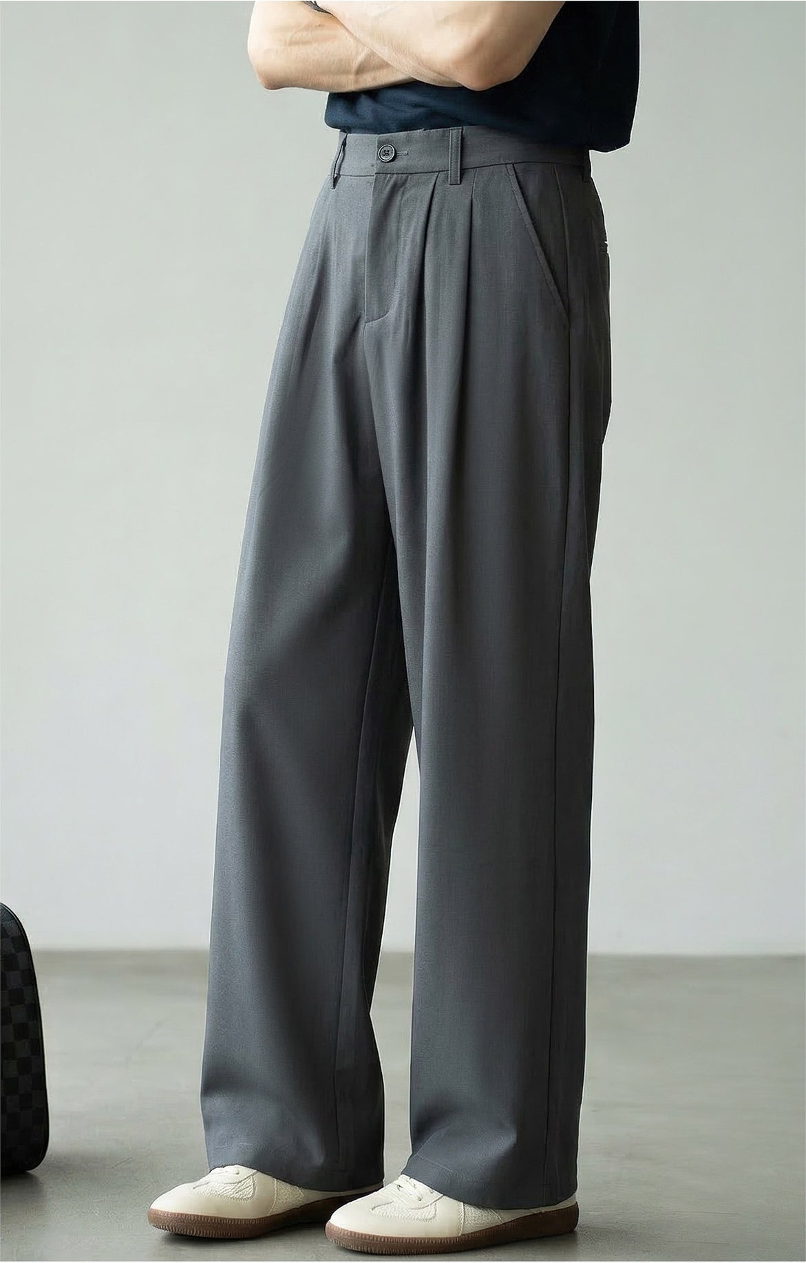 Lyocell Wool Straight Leg Pants - GREY