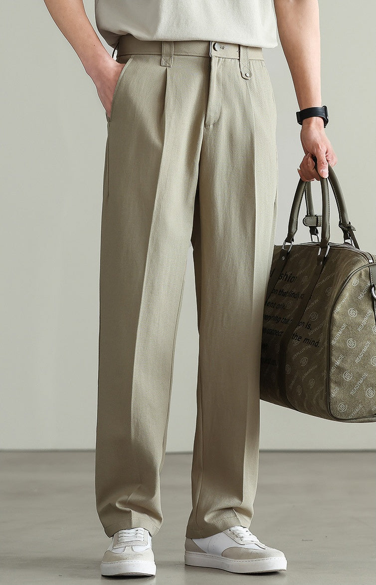 Tencel Cotton Twill Trousers in 55% Cotton - KHAKI