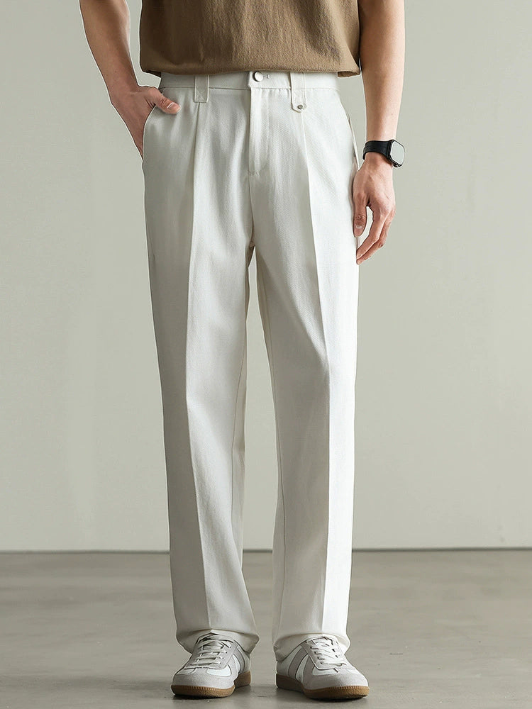 Tencel Cotton Twill Trousers in 55% Cotton - WHITE