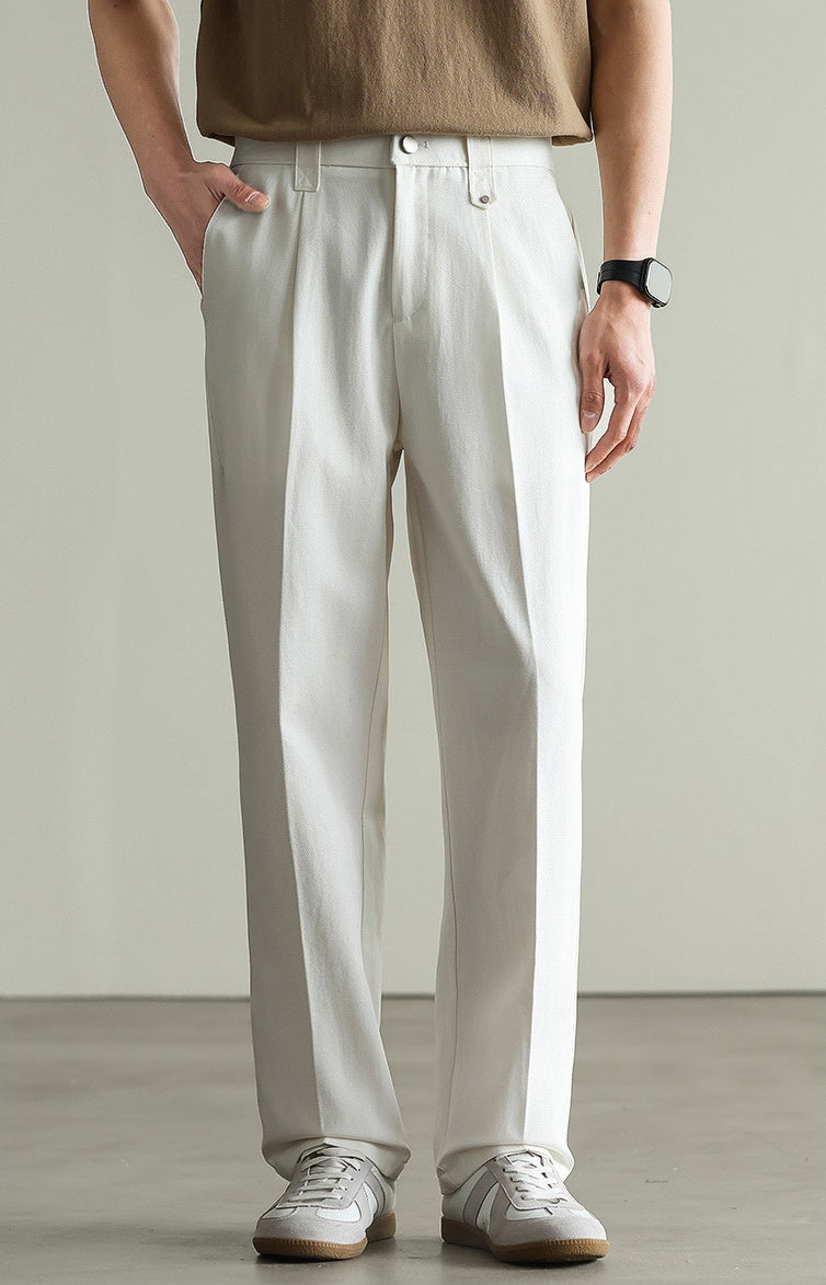 Tencel Cotton Twill Trousers in 55% Cotton - WHITE