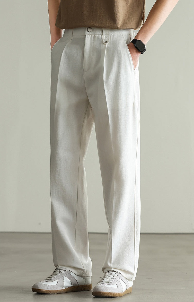 Tencel Cotton Twill Trousers in 55% Cotton - WHITE