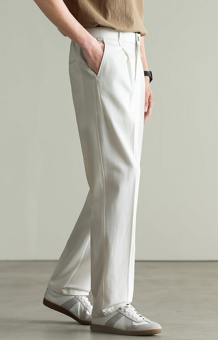 Tencel Cotton Twill Trousers in 55% Cotton - WHITE