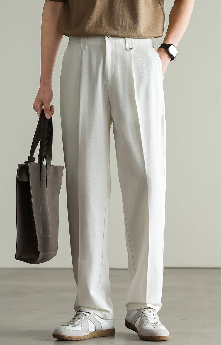 Tencel Cotton Twill Trousers in 55% Cotton - WHITE