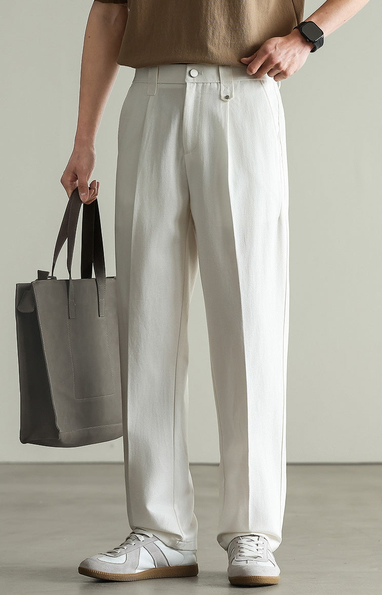 Tencel Cotton Twill Trousers in 55% Cotton - WHITE