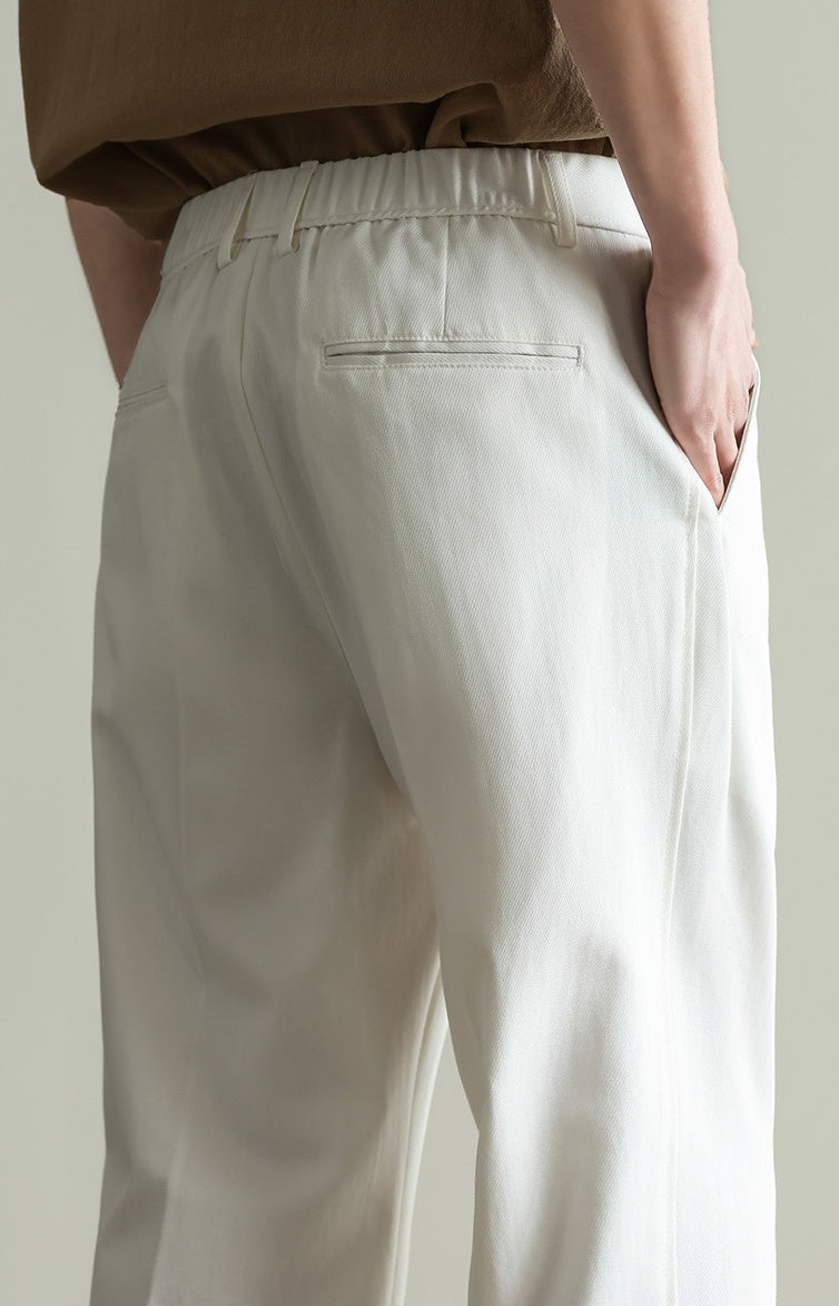 Tencel Cotton Twill Trousers in 55% Cotton - WHITE