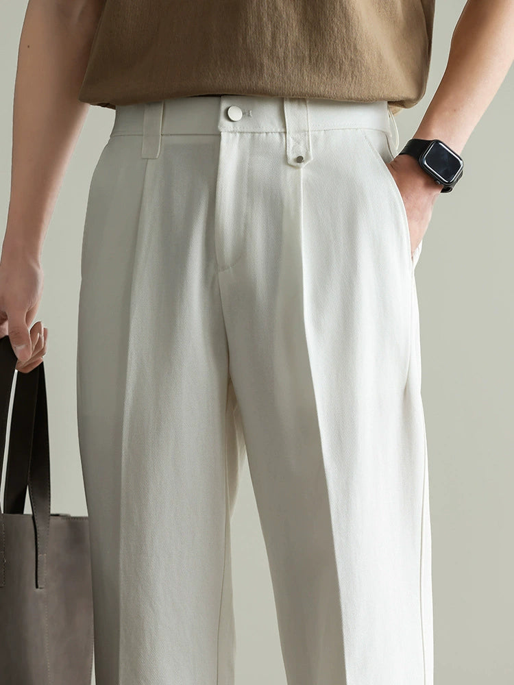 Tencel Cotton Twill Trousers in 55% Cotton - WHITE
