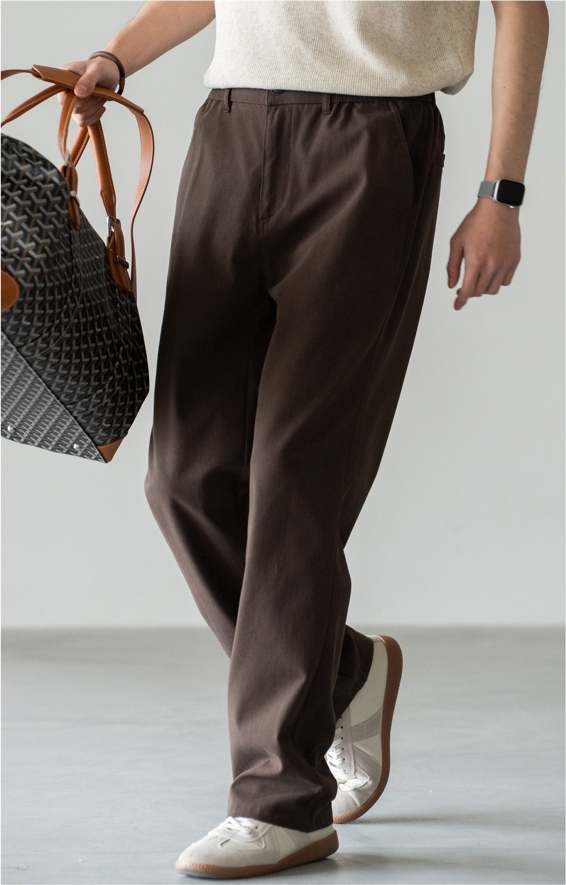 Old Money Trousers in Heritage Cotton Blend - COFFEE