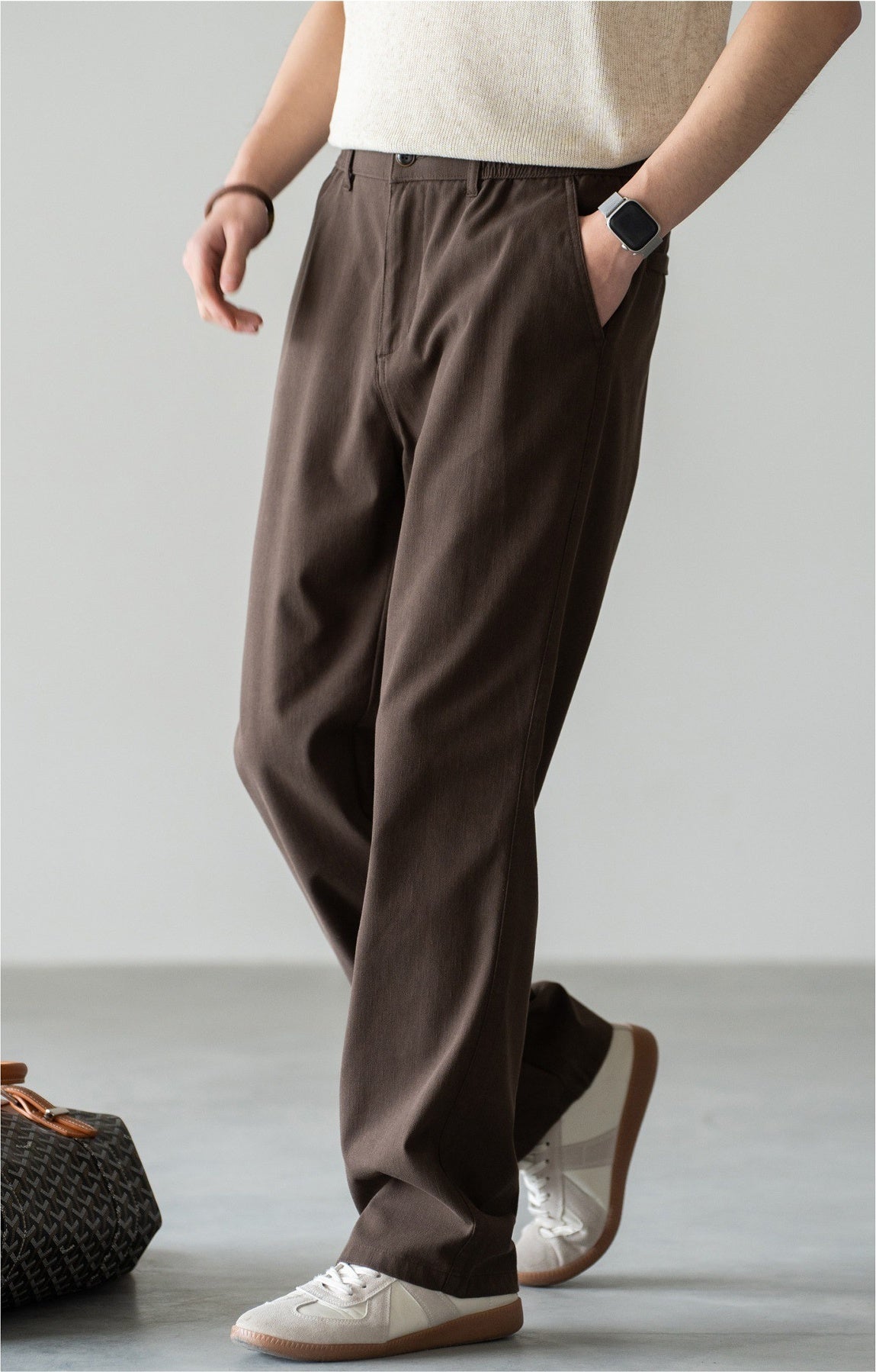 Old Money Trousers in Heritage Cotton Blend - COFFEE