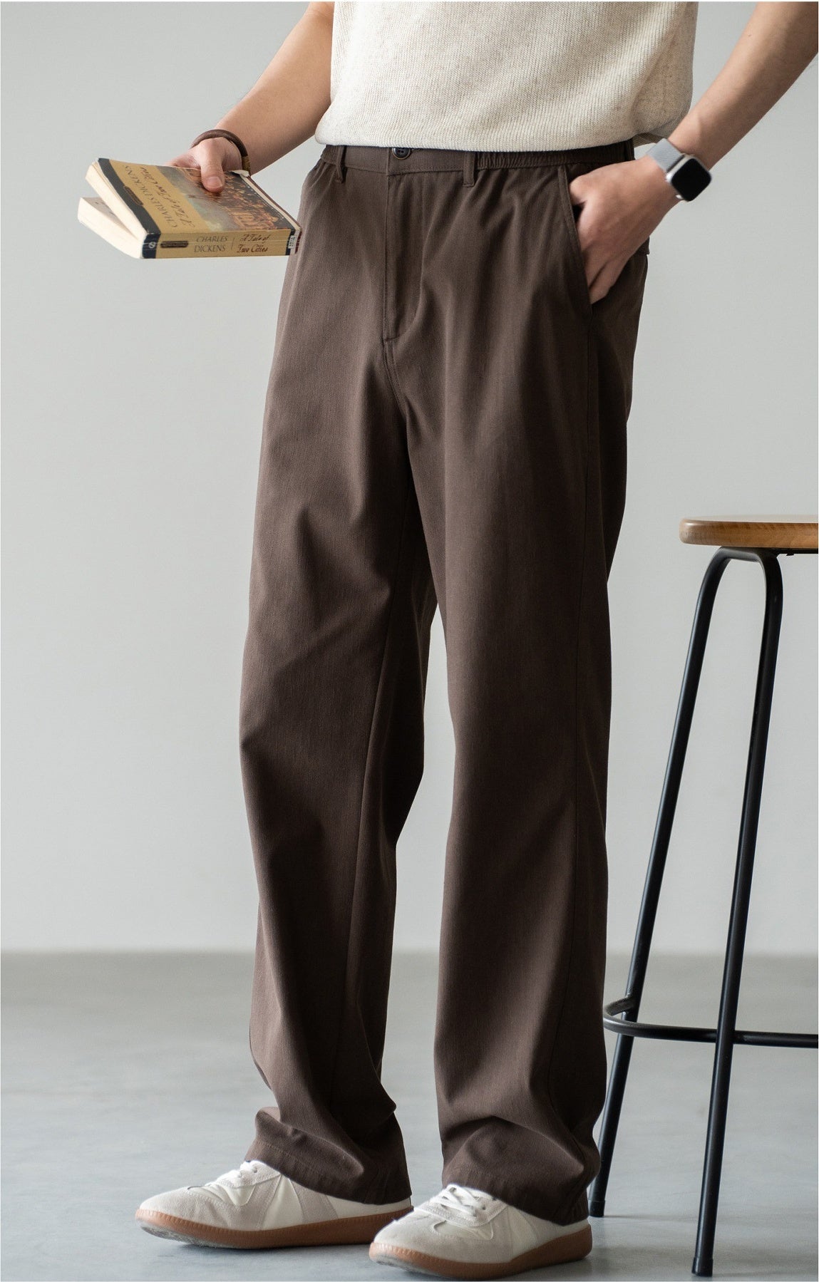Old Money Trousers in Heritage Cotton Blend - COFFEE