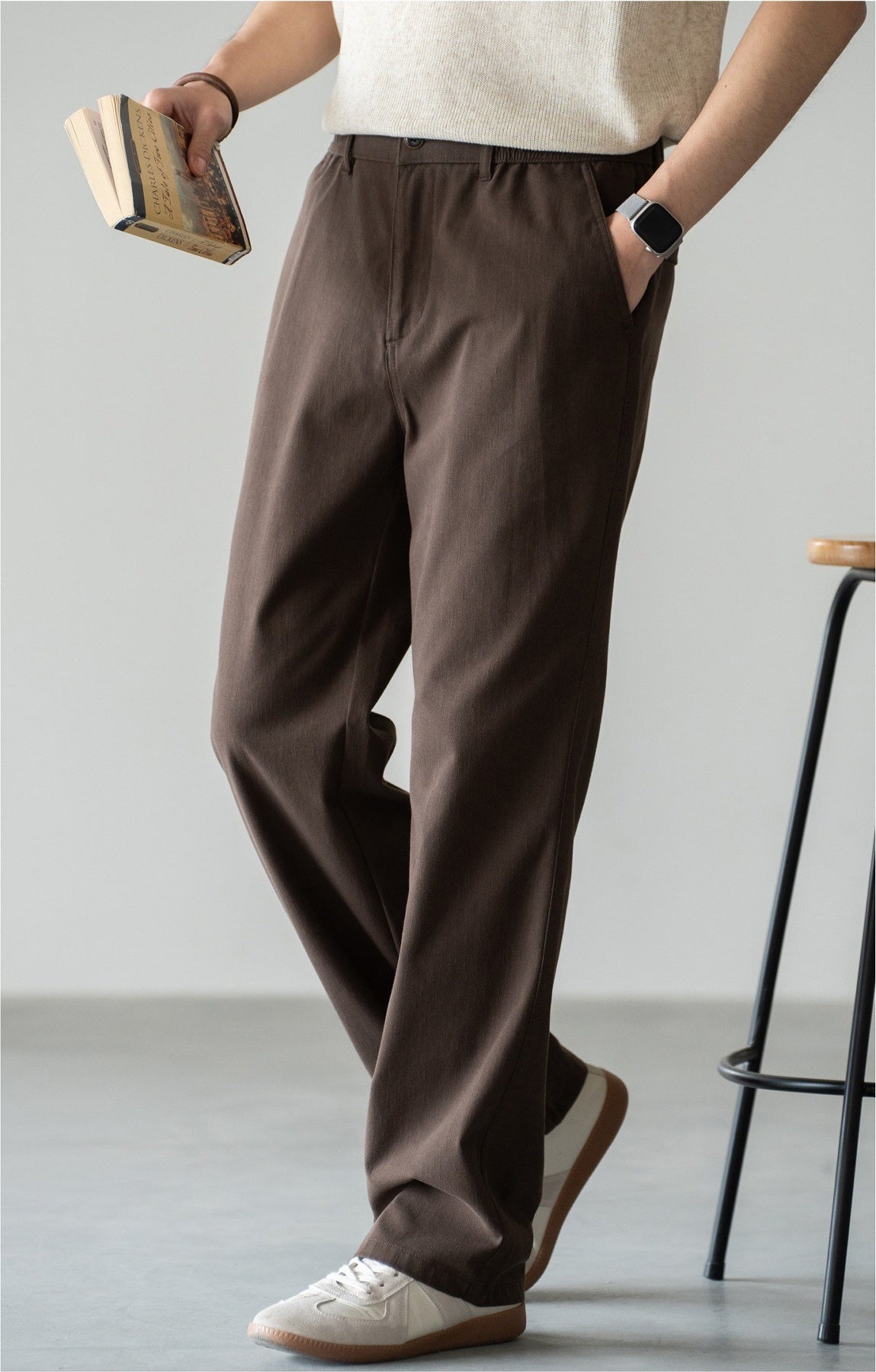 Old Money Trousers in Heritage Cotton Blend - COFFEE