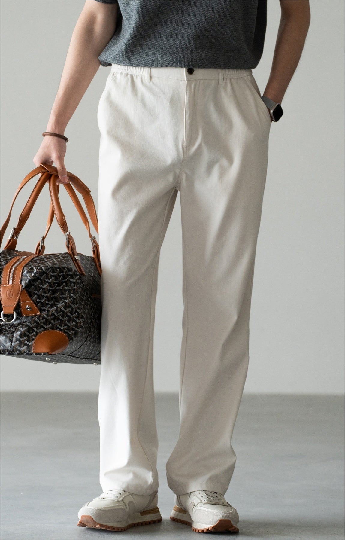 Old Money Trousers in Heritage Cotton Blend - RICEWHITE