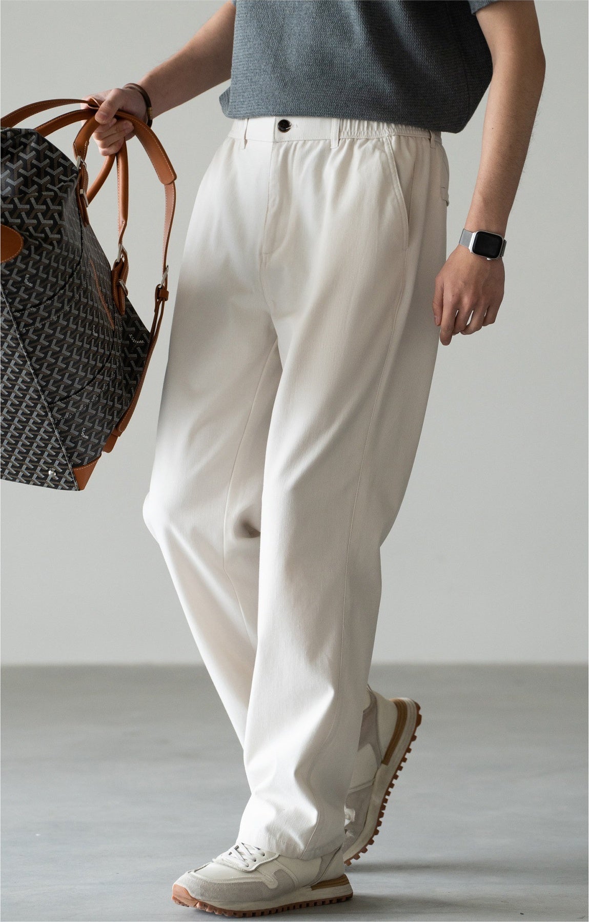 Old Money Trousers in Heritage Cotton Blend - RICEWHITE