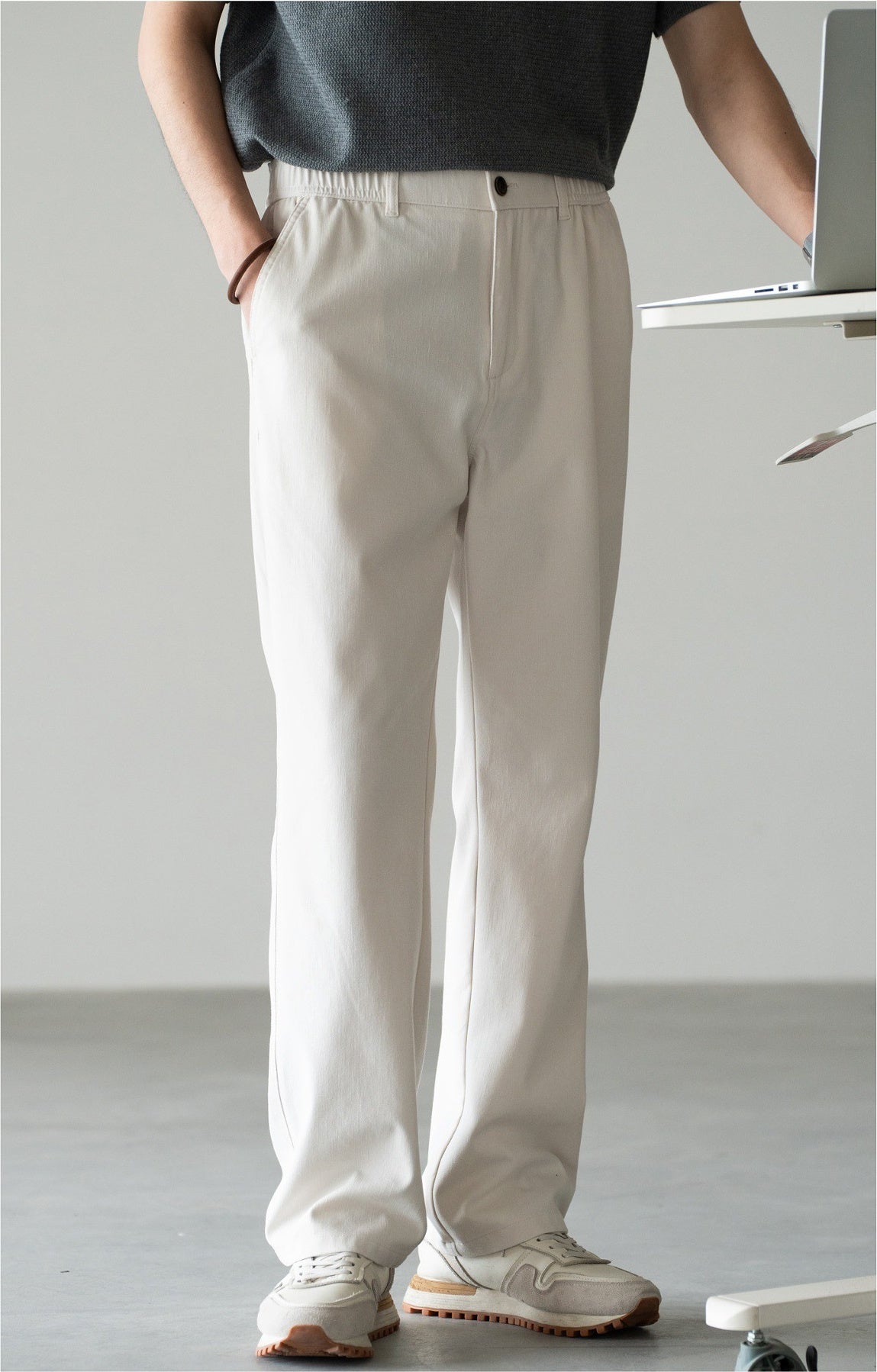 Old Money Trousers in Heritage Cotton Blend - RICEWHITE