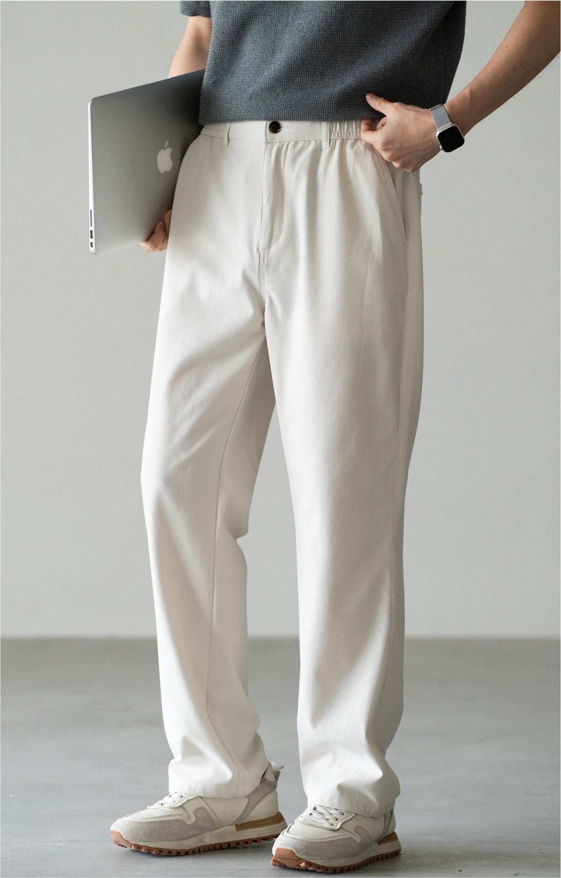 Old Money Trousers in Heritage Cotton Blend - RICEWHITE