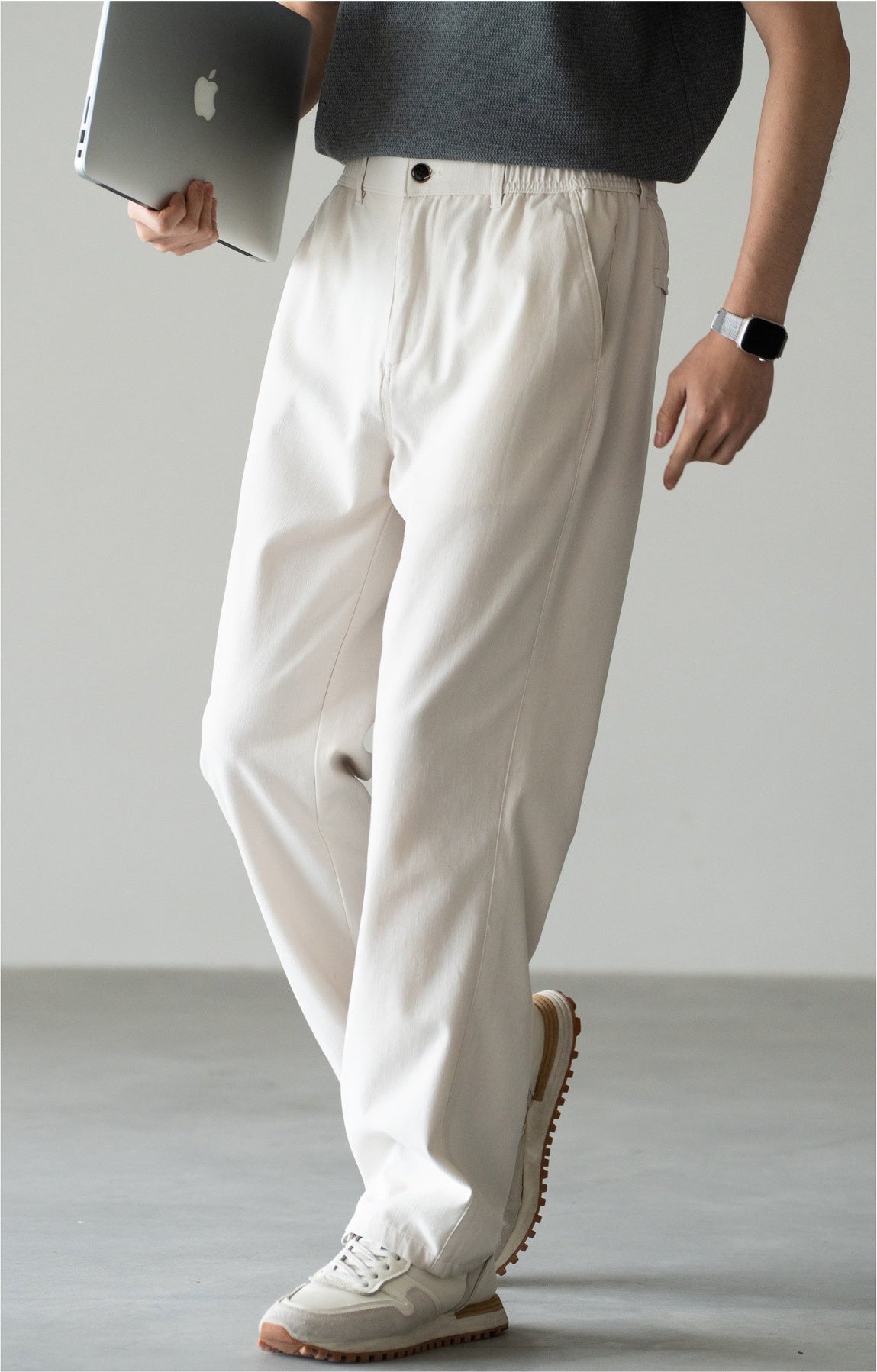 Old Money Trousers in Heritage Cotton Blend - RICEWHITE