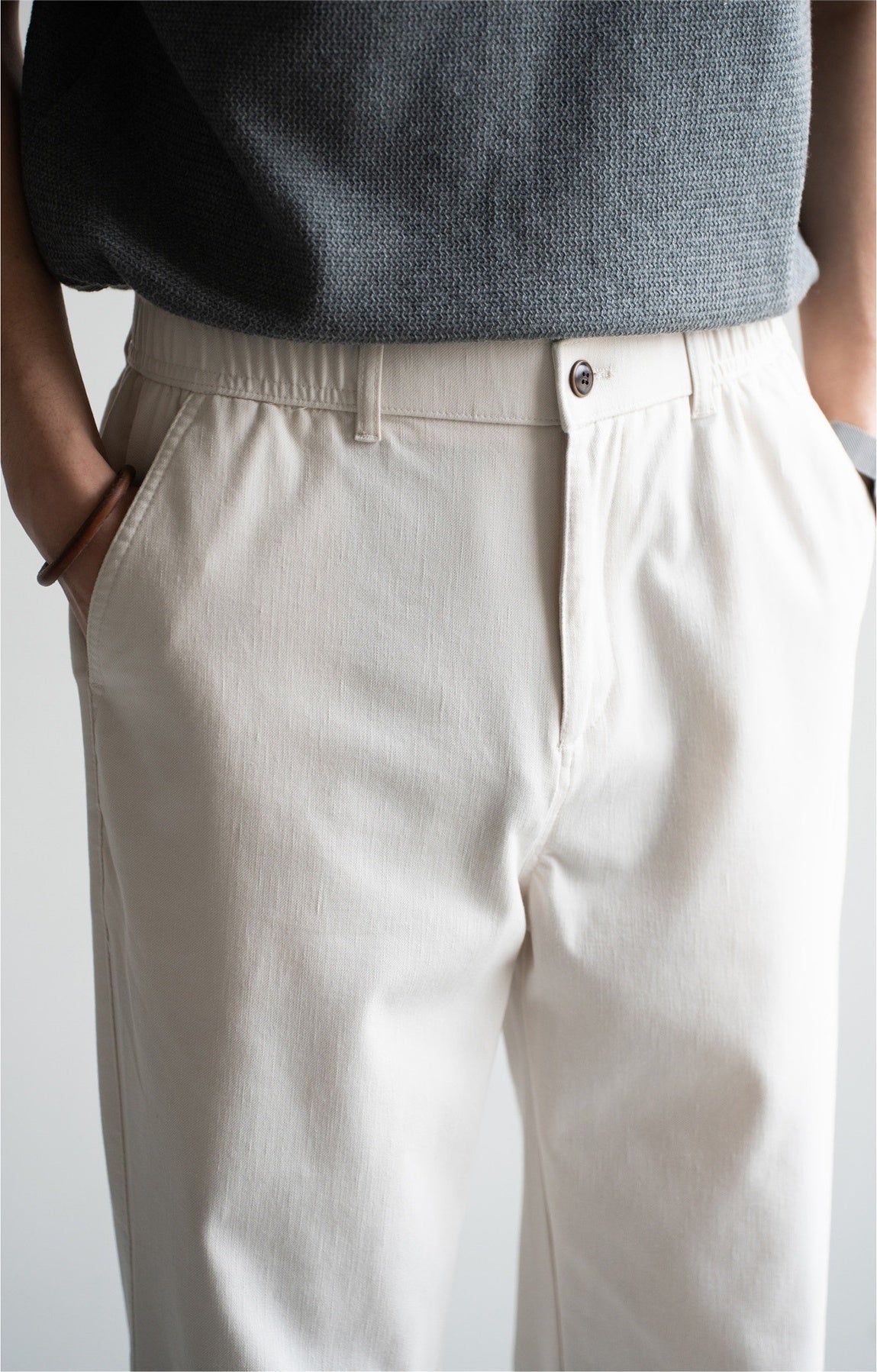 Old Money Trousers in Heritage Cotton Blend - RICEWHITE