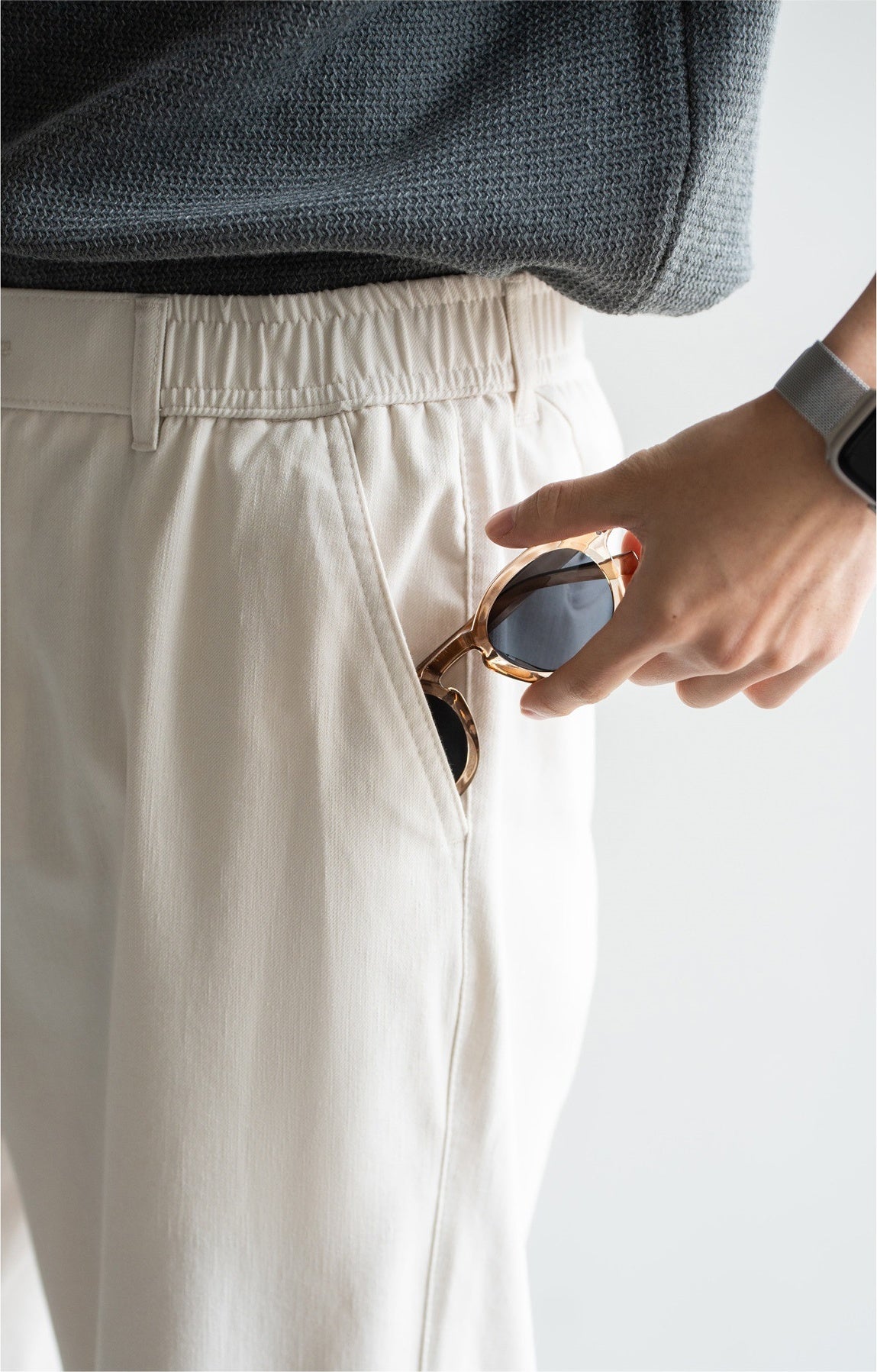 Old Money Trousers in Heritage Cotton Blend - RICEWHITE